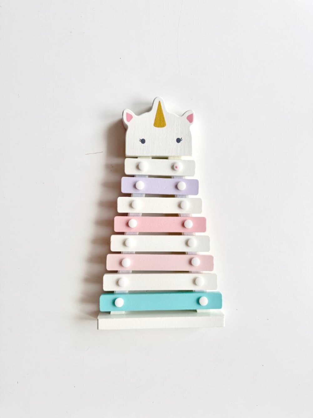POTTERY BARN White Pastel Wood Unicorn Xylophone Toy